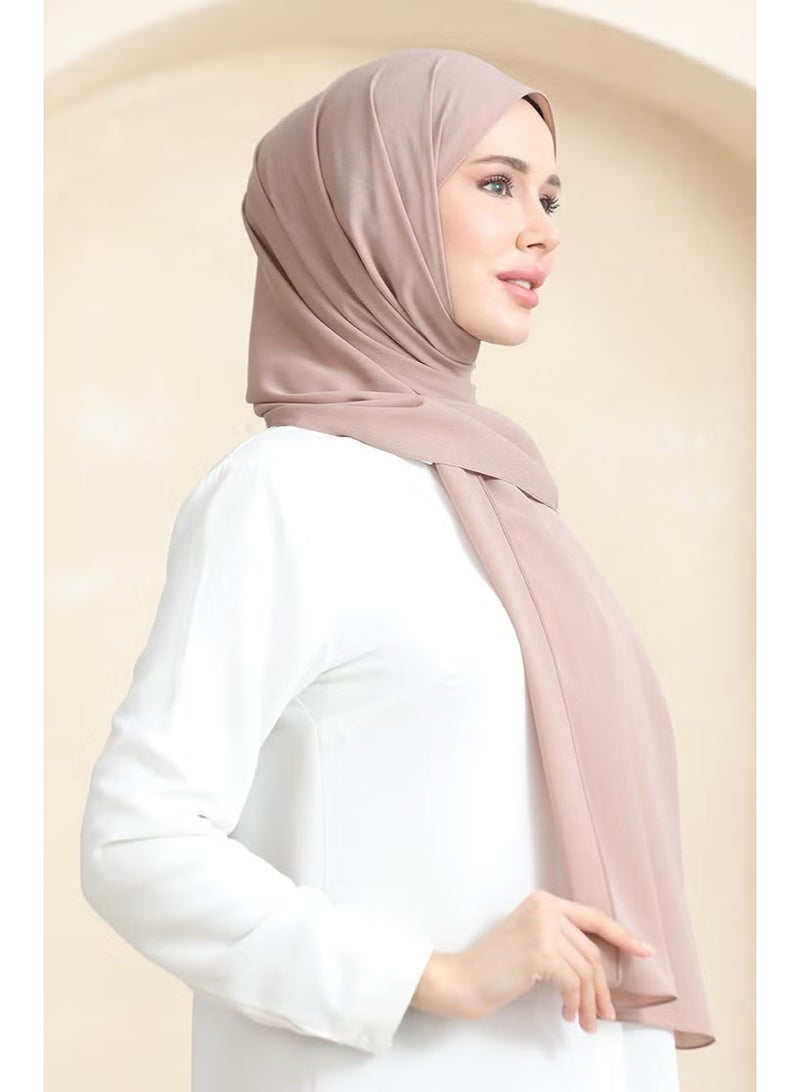 Sefa Merve Crepe Plain Shawl 81077-03 Light Brown - Image 2
